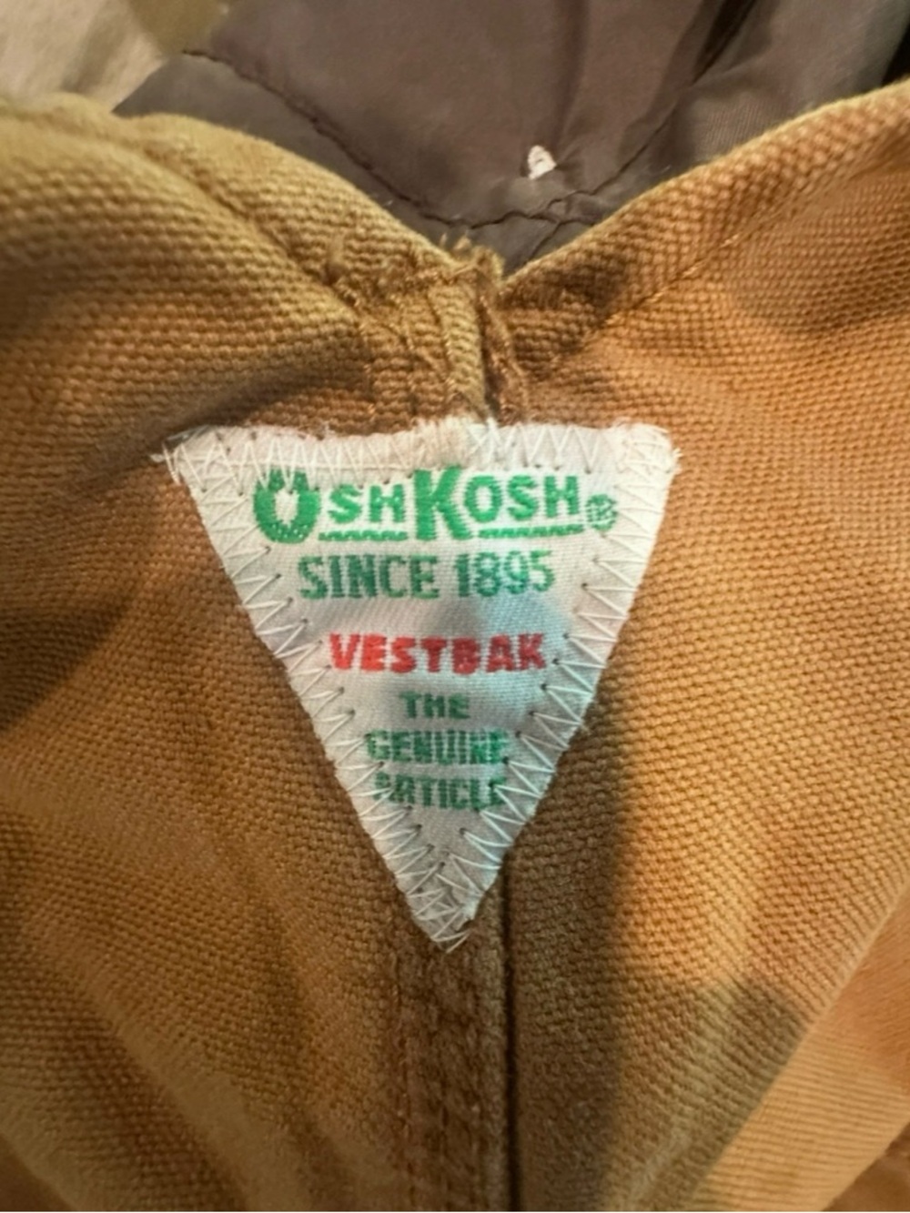 Vtg Y2K Thrashed Overalls Oshkosh Bgosh Vestbak Brown Quilted Utility Bibs 36x34 - Picture 2 of 16
